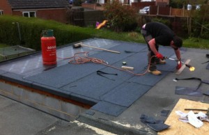 new felt flat roof on extension in wigston